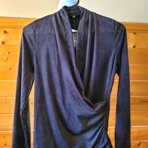 NWT- Suede Dark Brown Long Sleeve Top